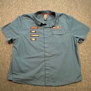 Can-Am Racing BRP Mens 3XL Blue Short Sleeve Patch Work Shirt Rotax Fox‎ XPS